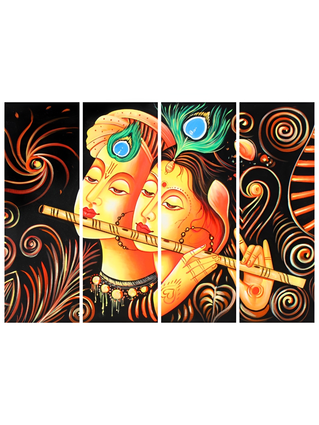 

Inephos Brown & Yellow 4 Piece Canvas Religious Wall Paintings