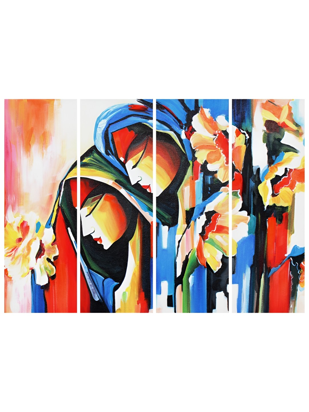 

Inephos White & Blue 4 Piece Canvas Abstract Wall Paintings