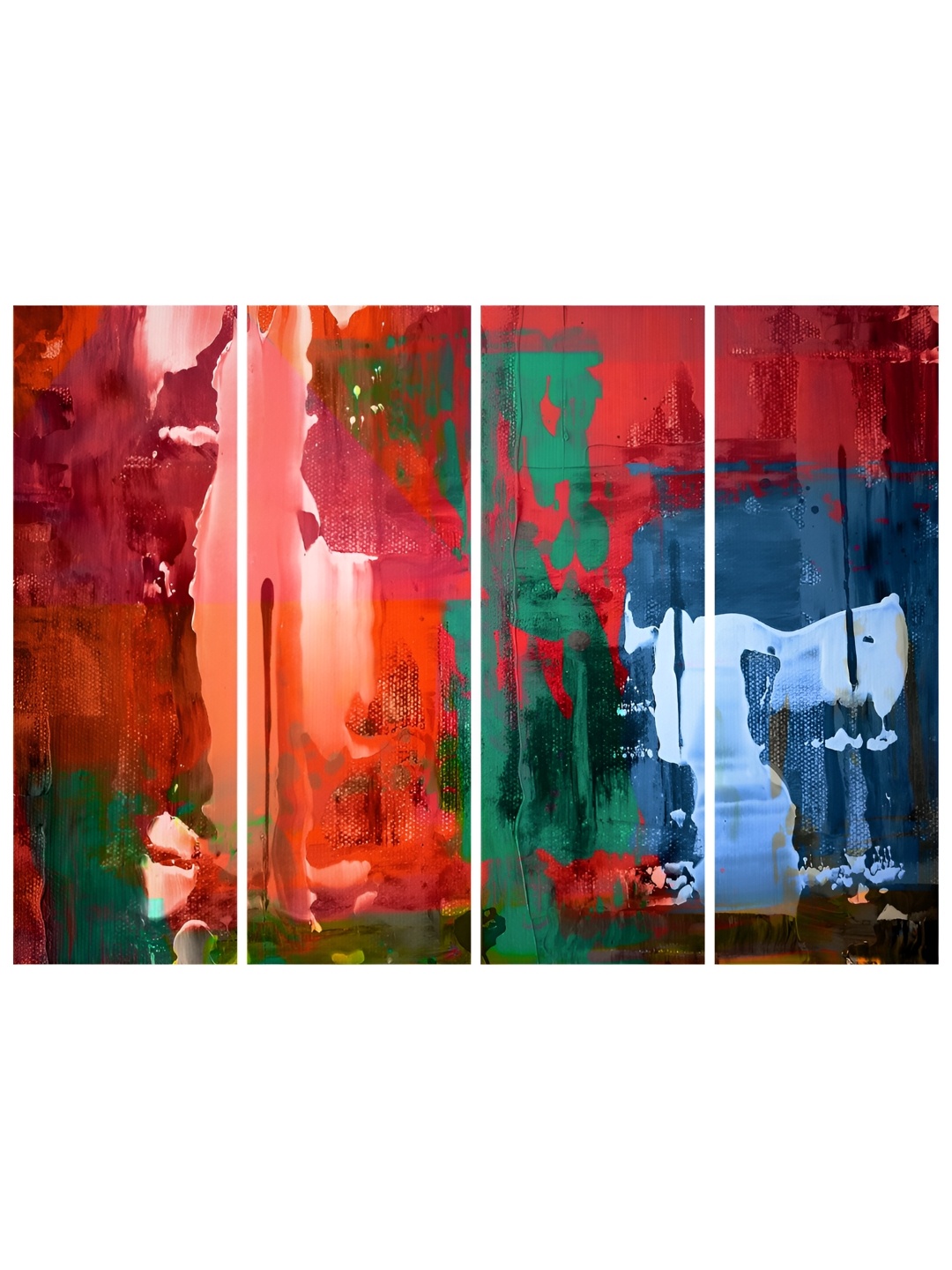 

Inephos Creative Artwork Blue & Red 4 Pieces Abstract Printed Vinyl Wall Art