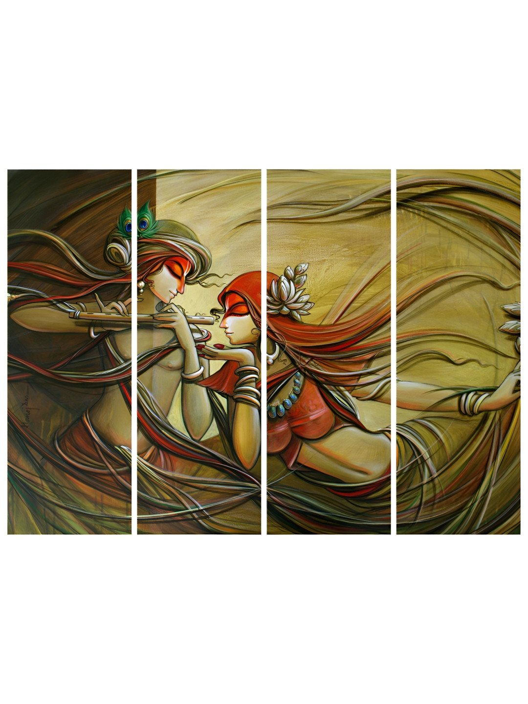 

Inephos Green & Brown 4 Piece Canvas Religious Wall Paintings