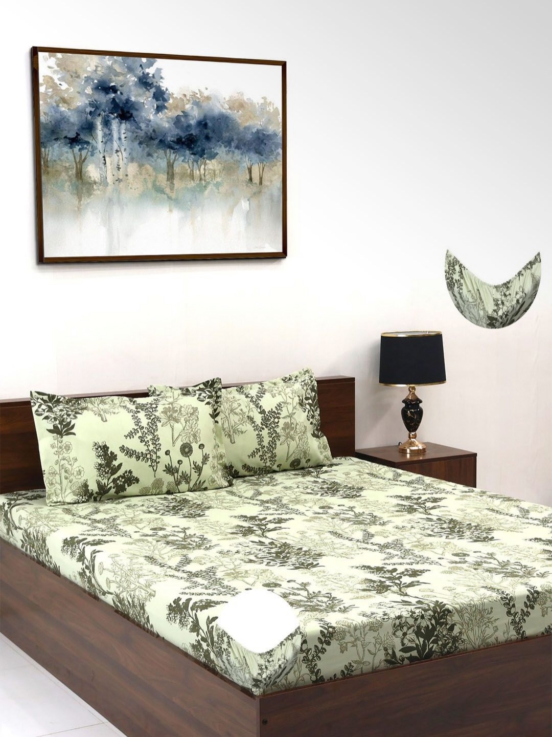 

Steve & Anderson Elevate Olive Floral 164 TC King Bedsheet Set1.83 m X 1.98 m X 0.2 m
