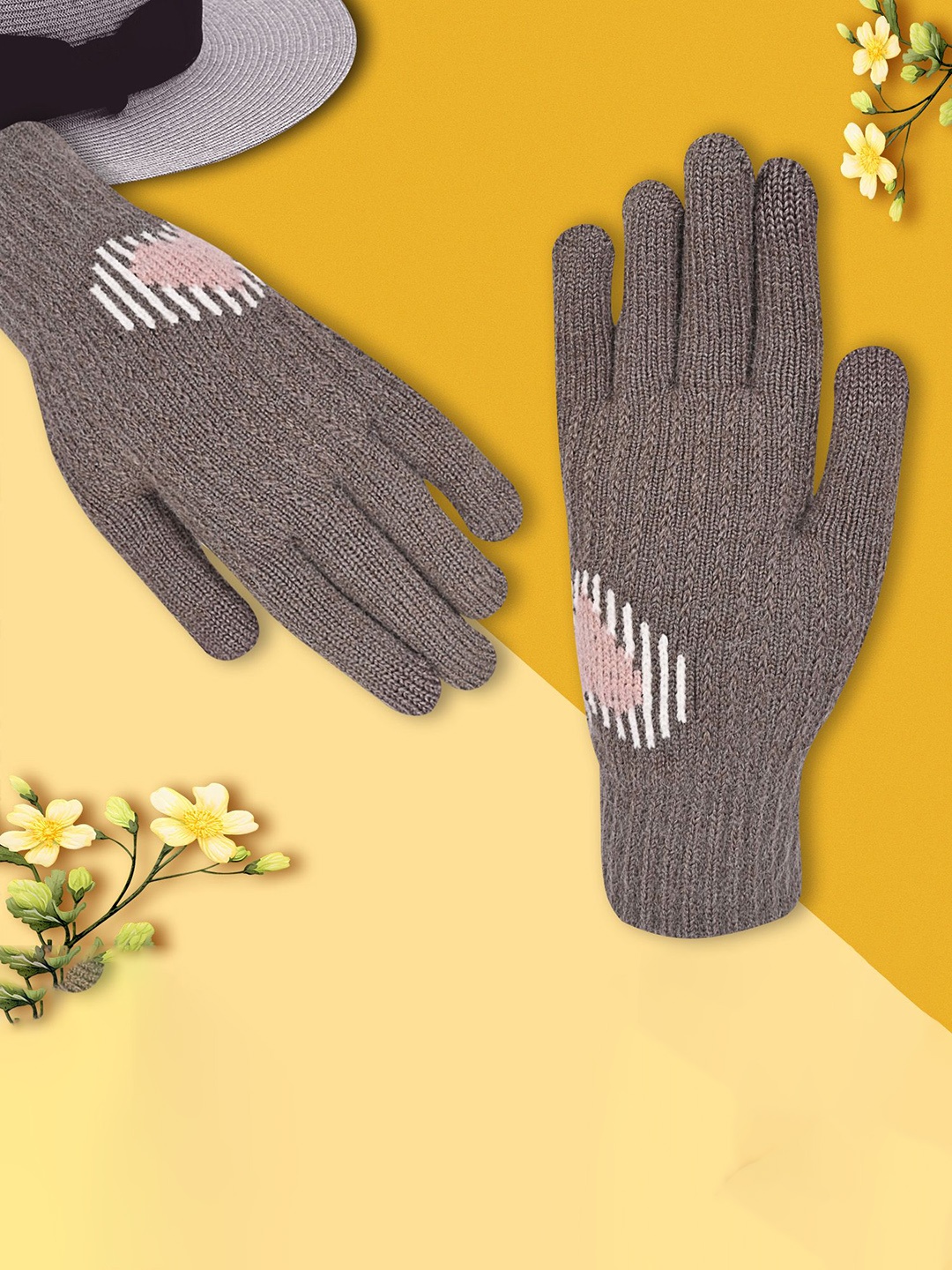 

LOOM LEGACY Women Acrylic Touchscreen Gloves, Brown