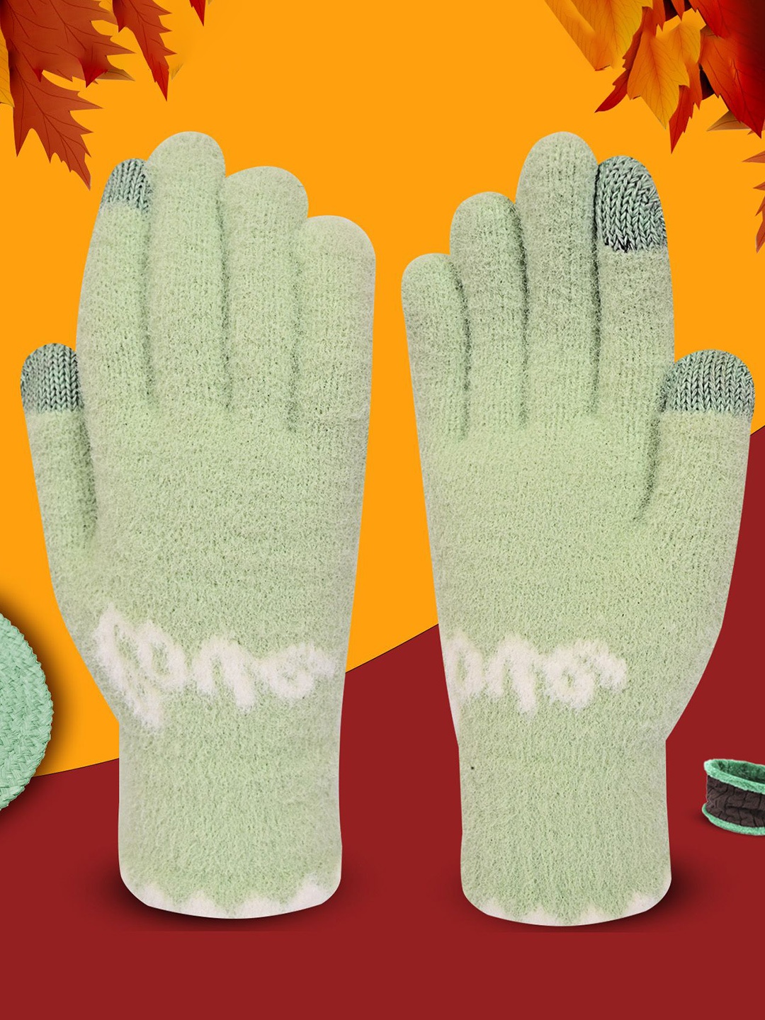 

LOOM LEGACY Women Acrylic Touchscreen Gloves, Green