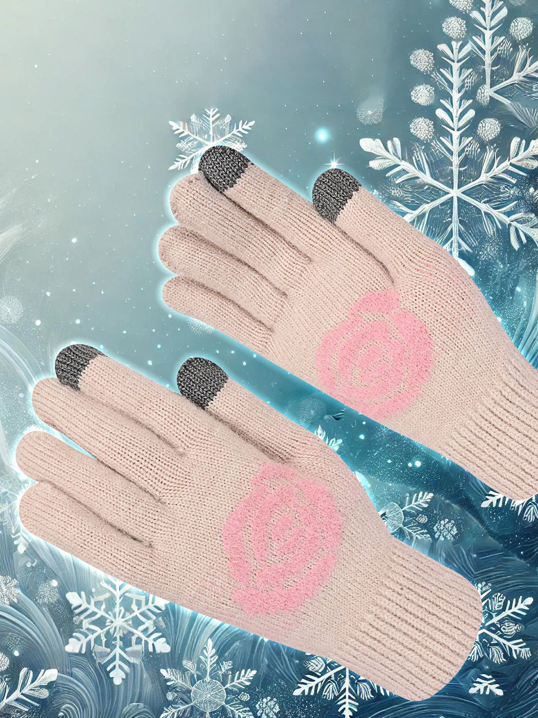 

LOOM LEGACY Women Acrylic Touchscreen Gloves, Pink