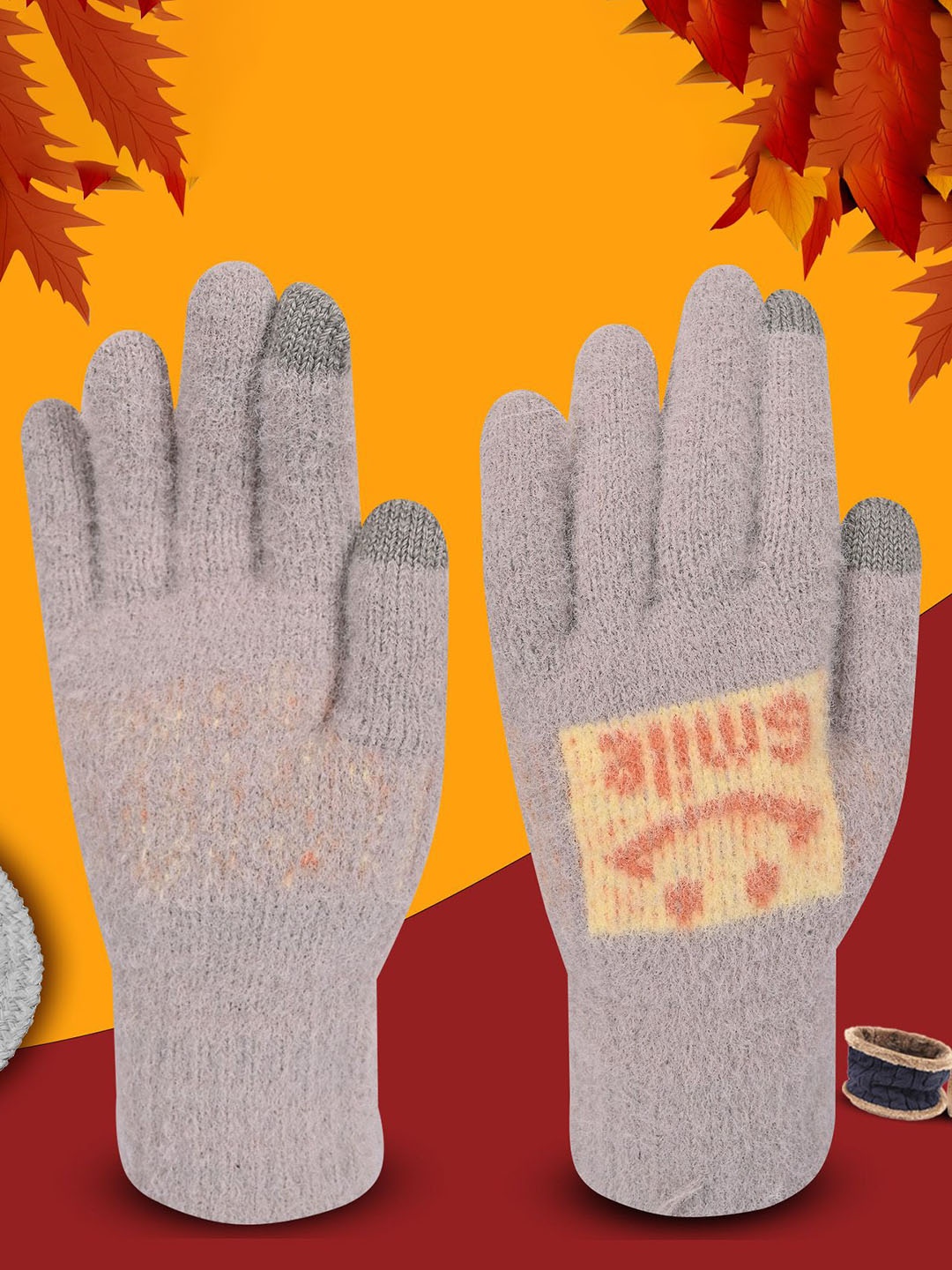 

LOOM LEGACY Women Acrylic Touchscreen Gloves, Grey