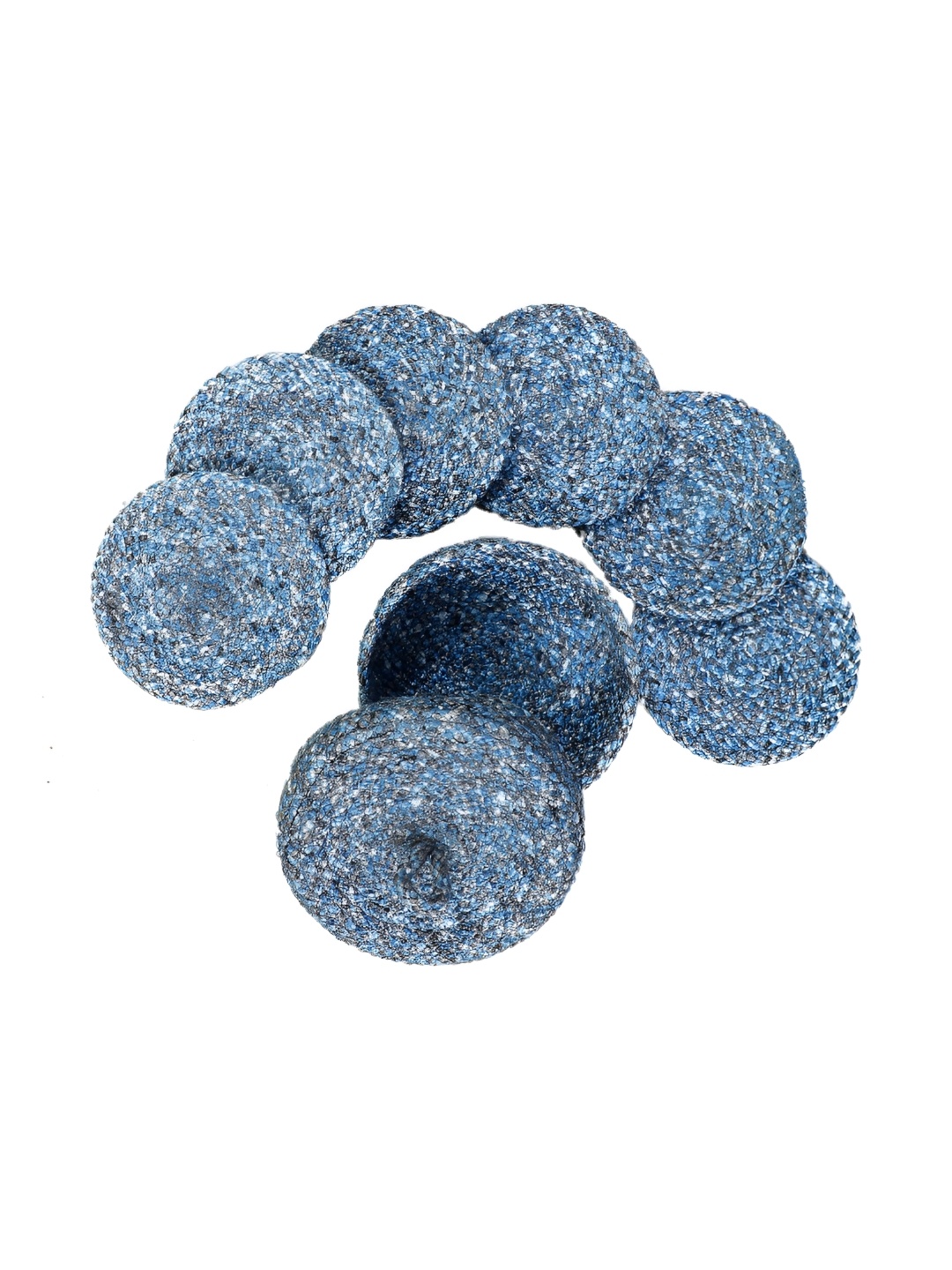 

LADLI JEE Blue & Grey 6 Pieces Round Textured Coasters with Lid Basket