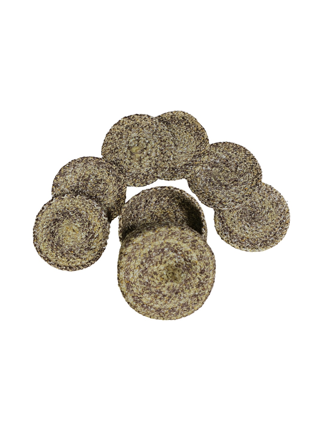 

LADLI JEE Brown & Yellow 6 Pieces Textured Round Coasters With Lid Basket