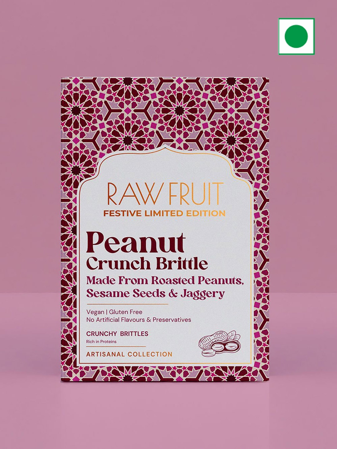 

RawFruit Peanut Crunch Brittle With Greeting Card -100g, Pink