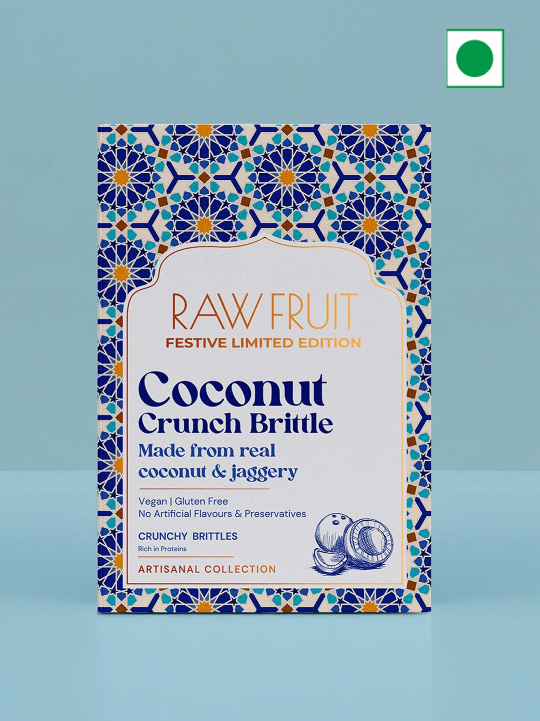 

RawFruit Set Of 4 Coconut Crunch Brittle With Greeting Card -100g Each, White