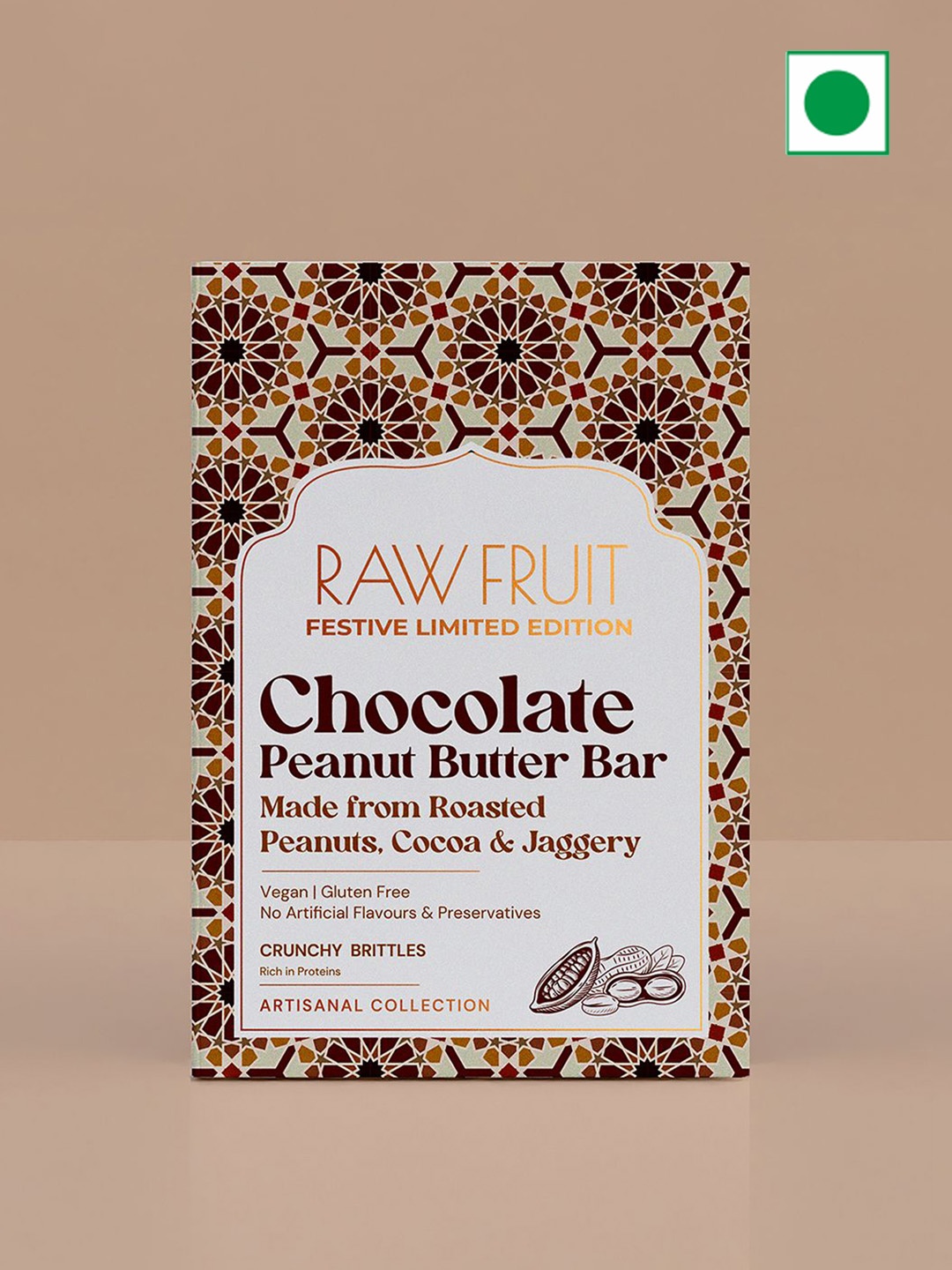 

RawFruit Chocolate Peanut Brittle Bar With Greeting Card -100g Each, Brown