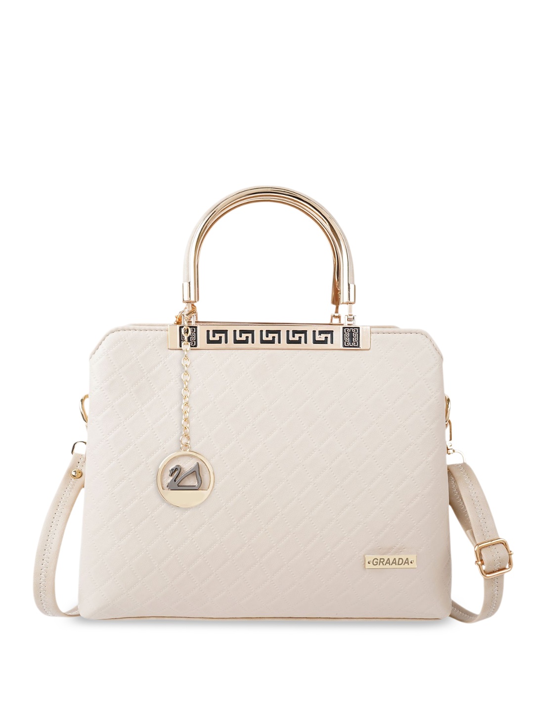 

GRAADA Women Self Design Crossbody Sling Bag, Cream
