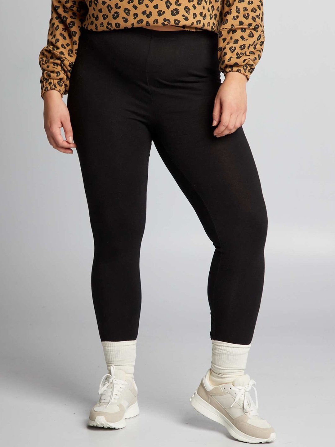 

KIABI Women Plus Size Ankle-Length Leggings, Black