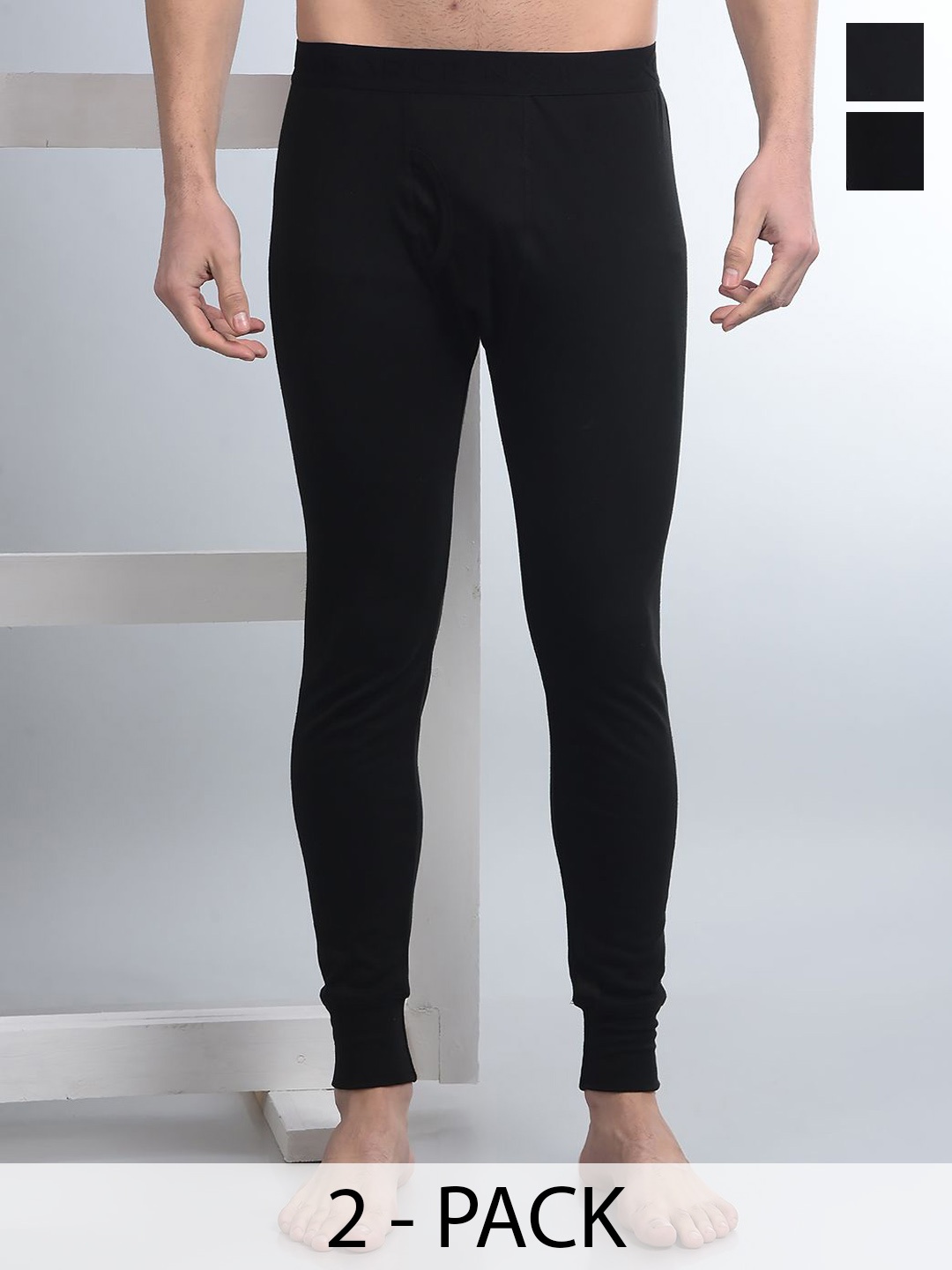 

Force NXT Men Pack Of 2 Cotton Thermal Bottoms, Black