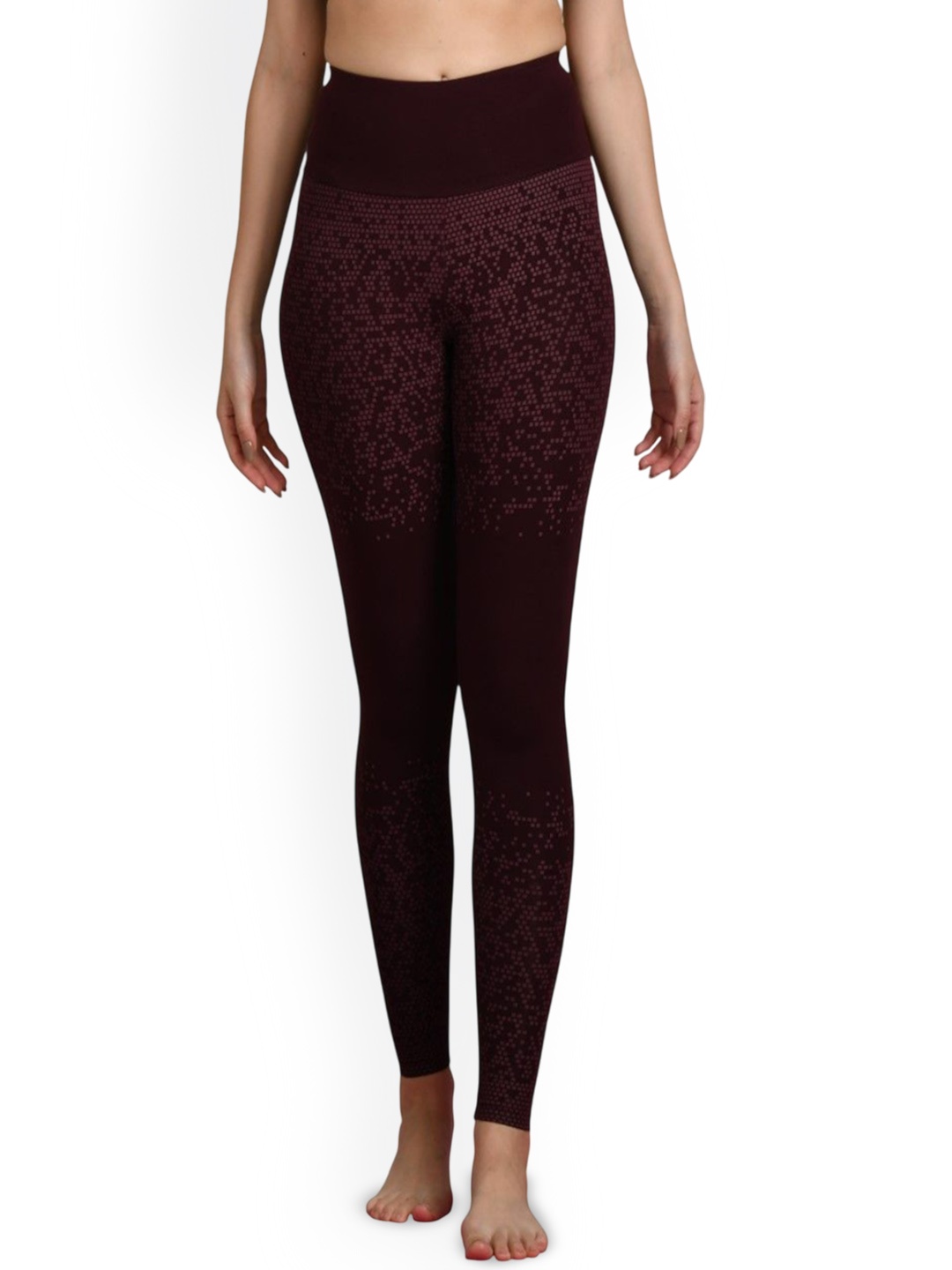 

LAASA SPORTS Women Printed Cotton Slim-Fit Sports Tights With Dri-FIT Technology, Brown