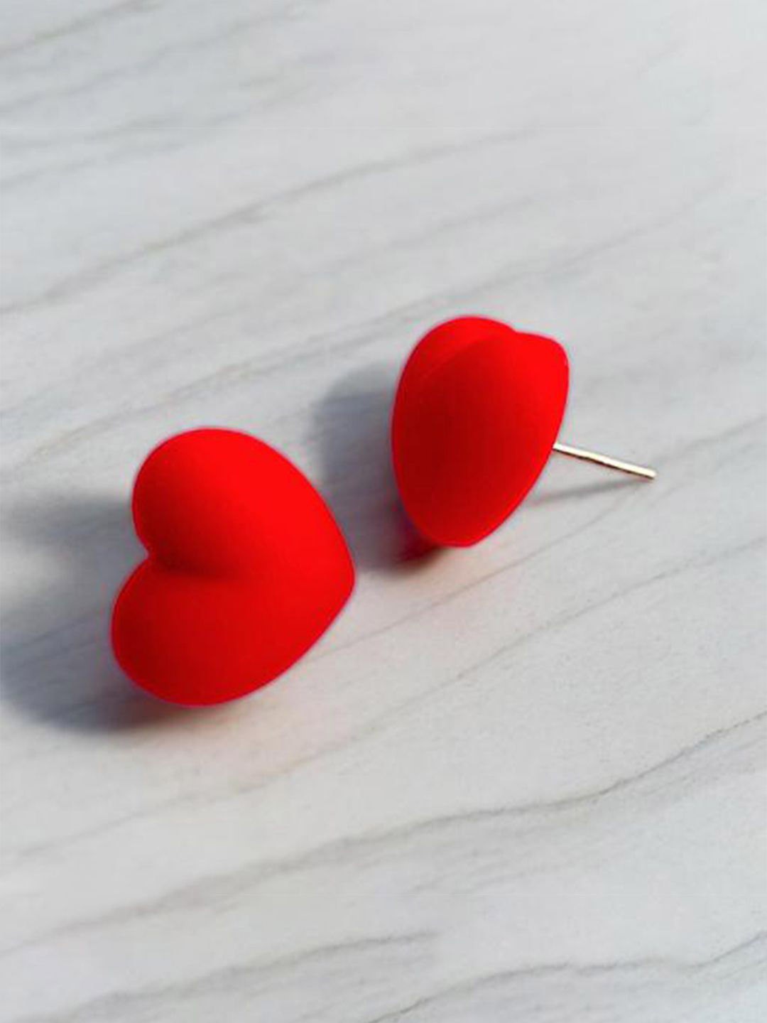 

styledose Gold-Plated Heart Shaped Studs, Red