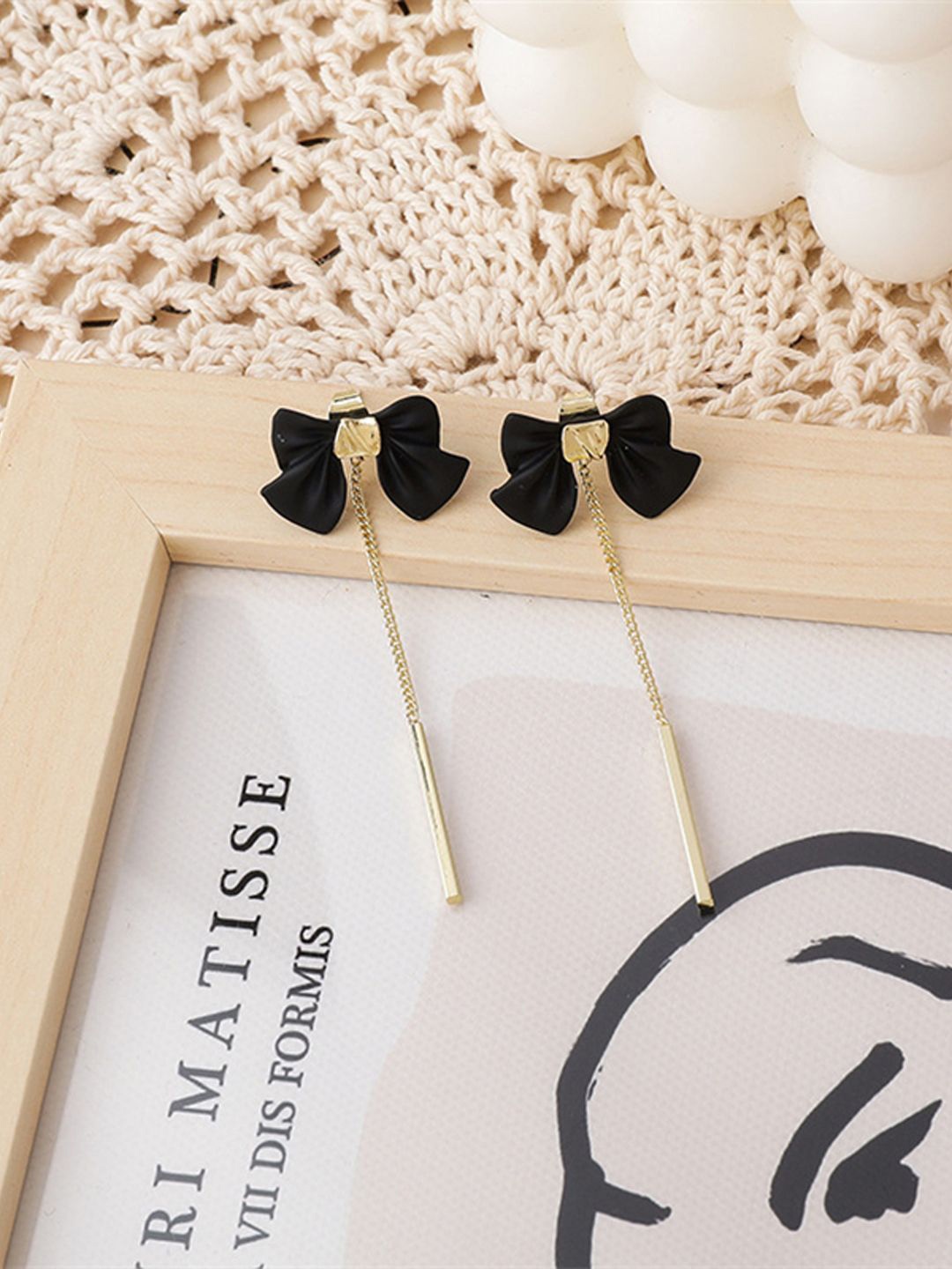 

styledose Gold-Plated Contemporary Drop Earrings, Black