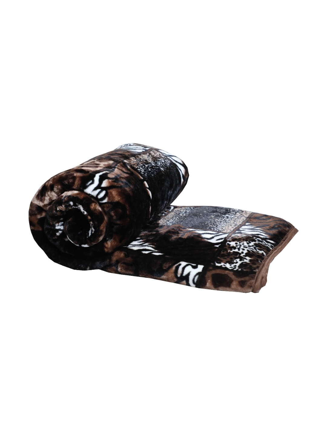 

Aura Coffee Brown & Black Animal Printed Mink Mild Winter 550 GSM Double Bed Blanket