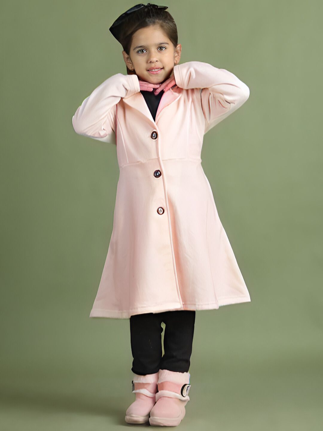 

MINI & MING Girls Notched Lapel Cotton Princess Coat, Pink