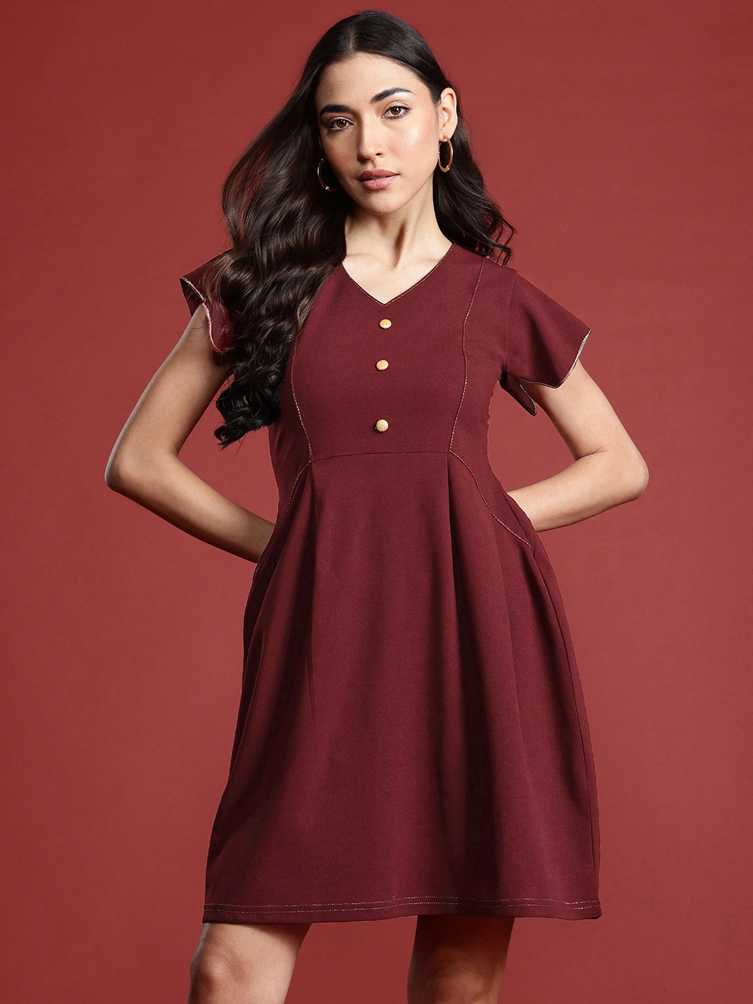 

ADDYVERO A-Line Dress, Maroon