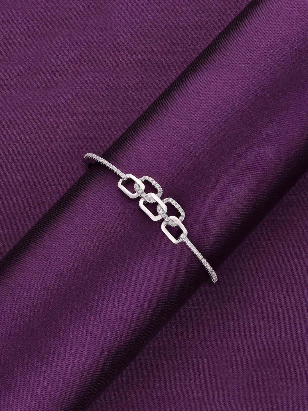 

KAI JEWEL Sterling Silver Rhodium-Plated Stunning Intertwined Chain Silver Bangle Bracelet