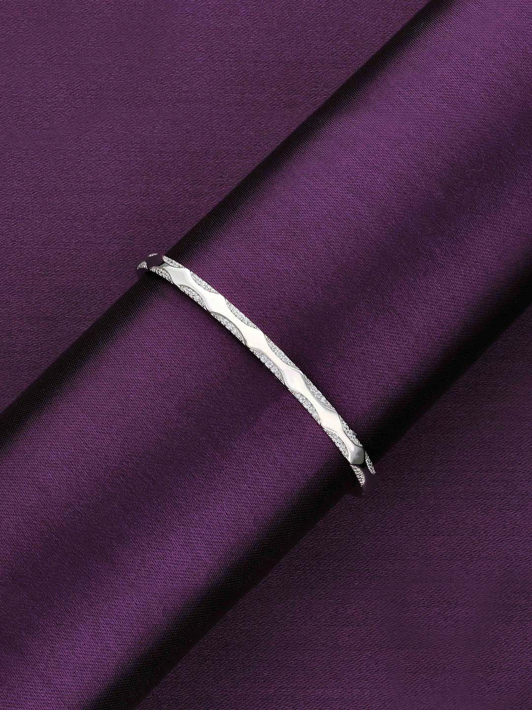 

KAI JEWEL Sterling Silver Rhodium-Plated Stunning Semi Zircon Silver Bangle Bracelet