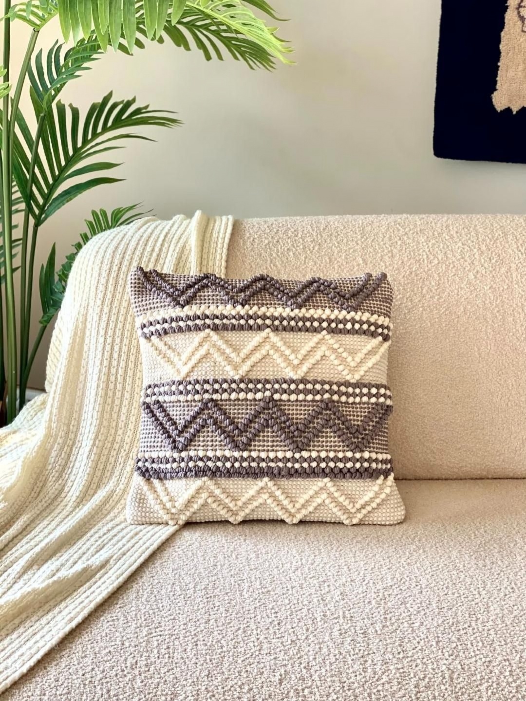 

Mason Home Grey & White Embroidered Cotton Square Cushion Cover