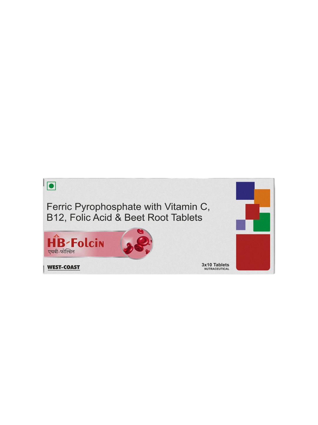 

Westcoast HB Folcin Tablets Wih Vitamin C & Beetroot - 10 No, White