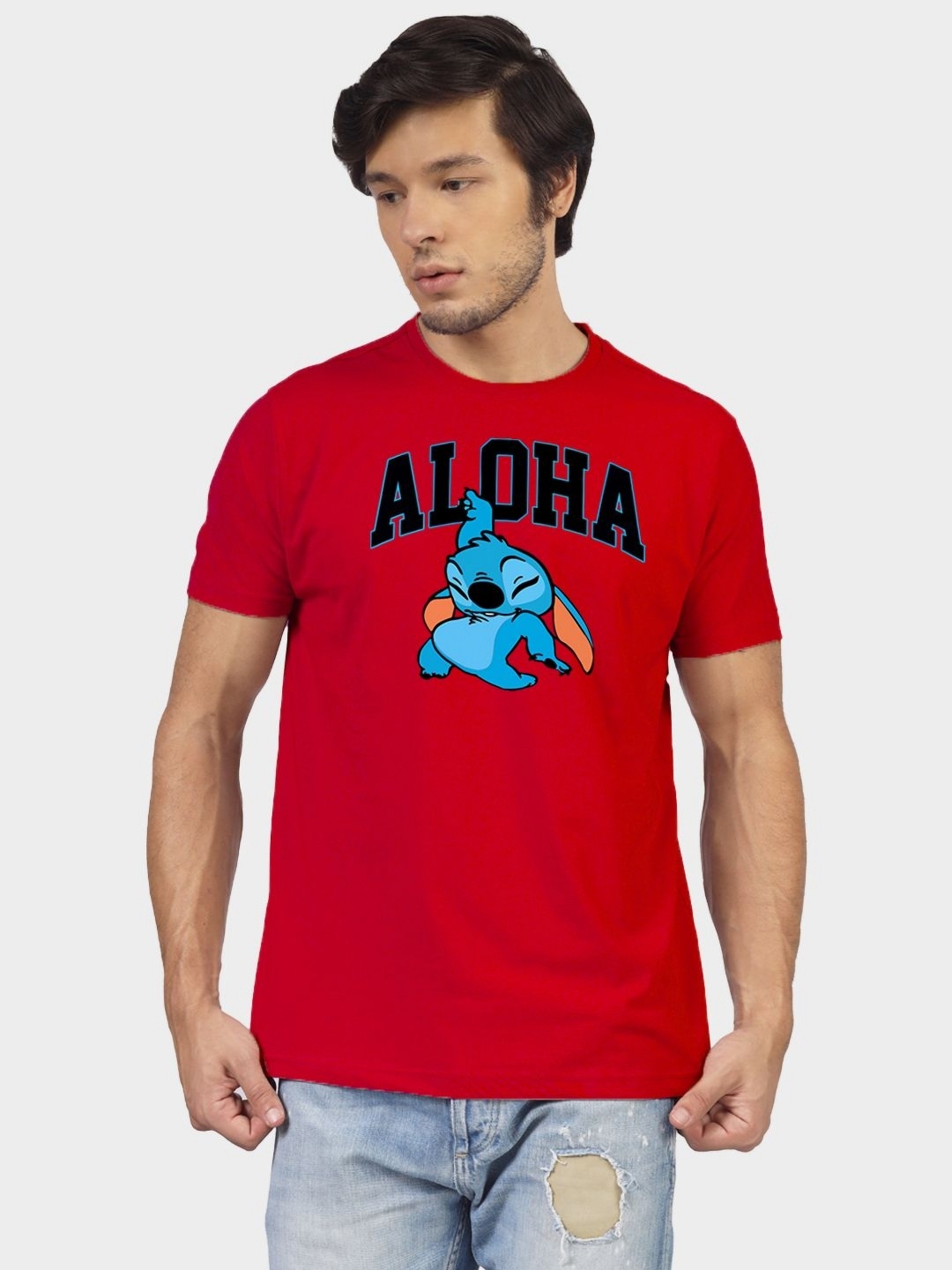 

Greylongg Men Graphic Printed Round Neck Cotton T-shirt, Red