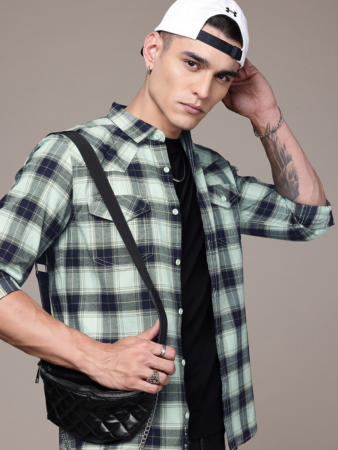 

The Roadster Life Co. Pure Cotton Tartan Checks Opaque Casual Shirt, Green