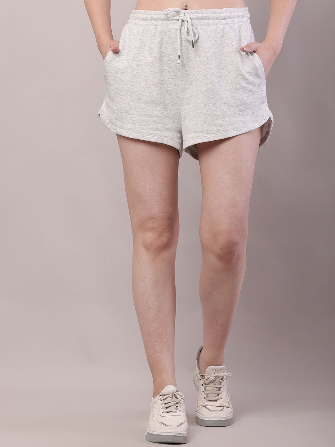 

NoBarr Women Cotton Regular Fit Regular Shorts, Grey