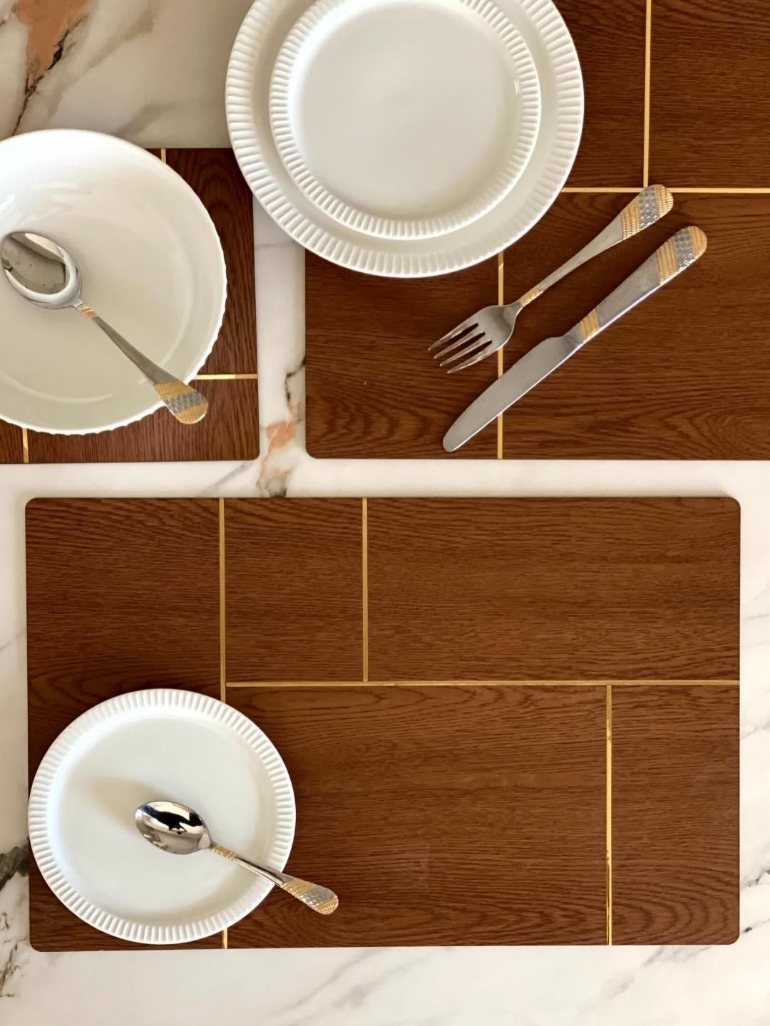 

Mason Home Solgold Oblong Set Of 2 Geometric Printed Table Placemats, Brown