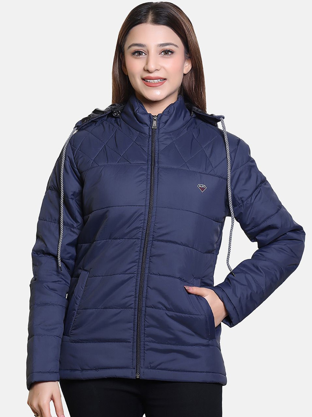 

BAESD Women Striped Lightweight Padded Jacket, Navy blue