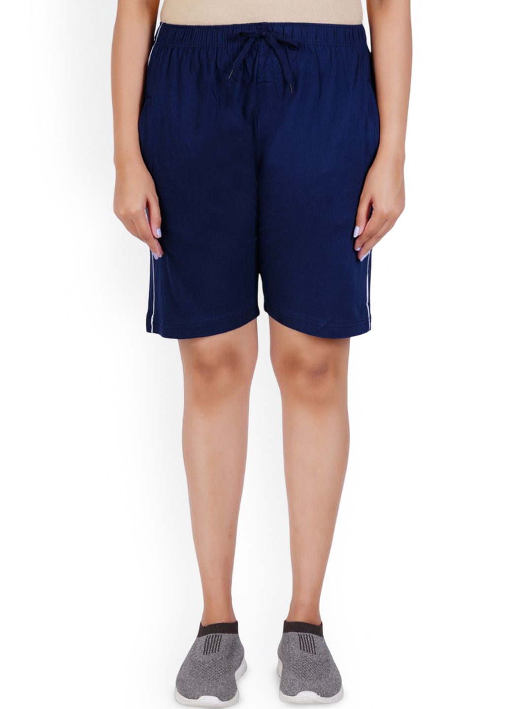 

FEEL TRACK Women Mid-Rise Cotton Shorts, Blue