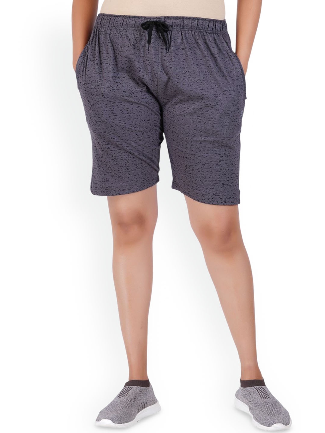 

FEEL TRACK Women Printed Cotton Shorts, Grey