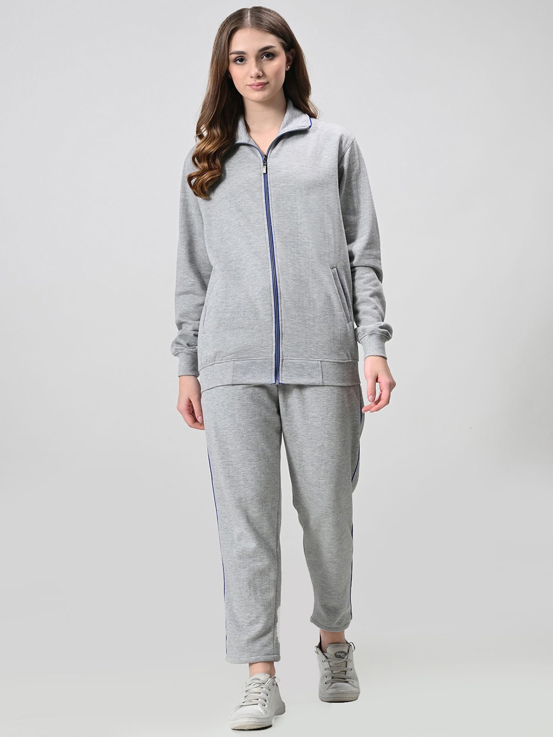 

BAESD Women Mock Collar Tracksuit, Grey