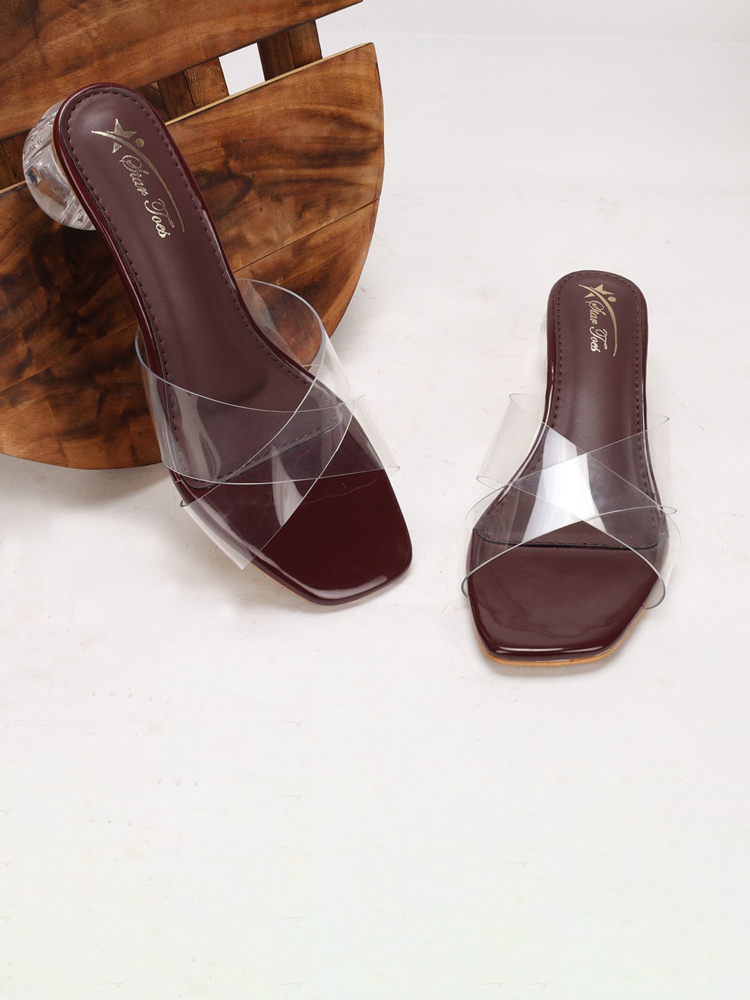 

STARTOES Embellished Block Sandals, Maroon