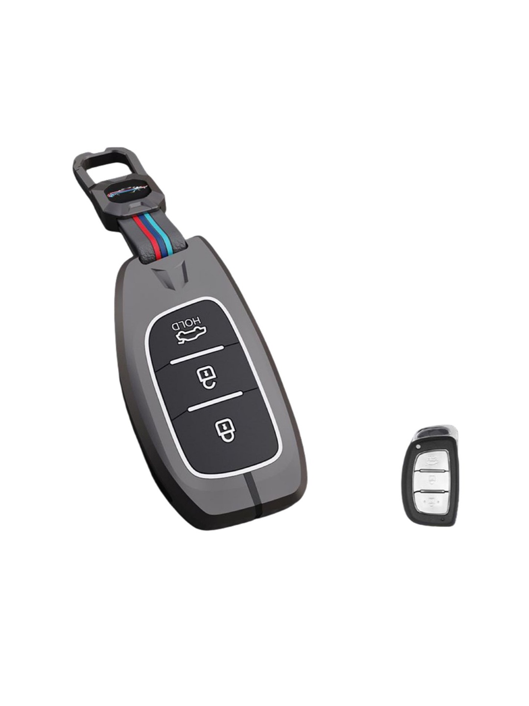 

CONTACTS Metal Silicon Hyundai 3 Button Compatible Key Cover, Black