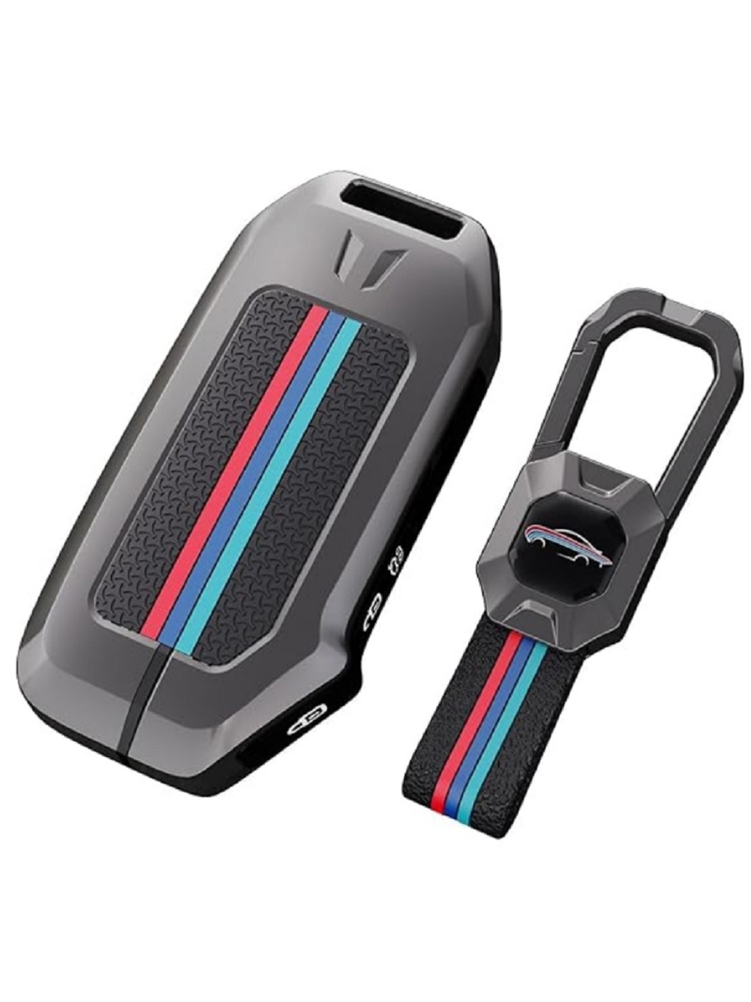CONTACTS Metal Silicon KIA 3 Button Compatible Key Cover, Black
