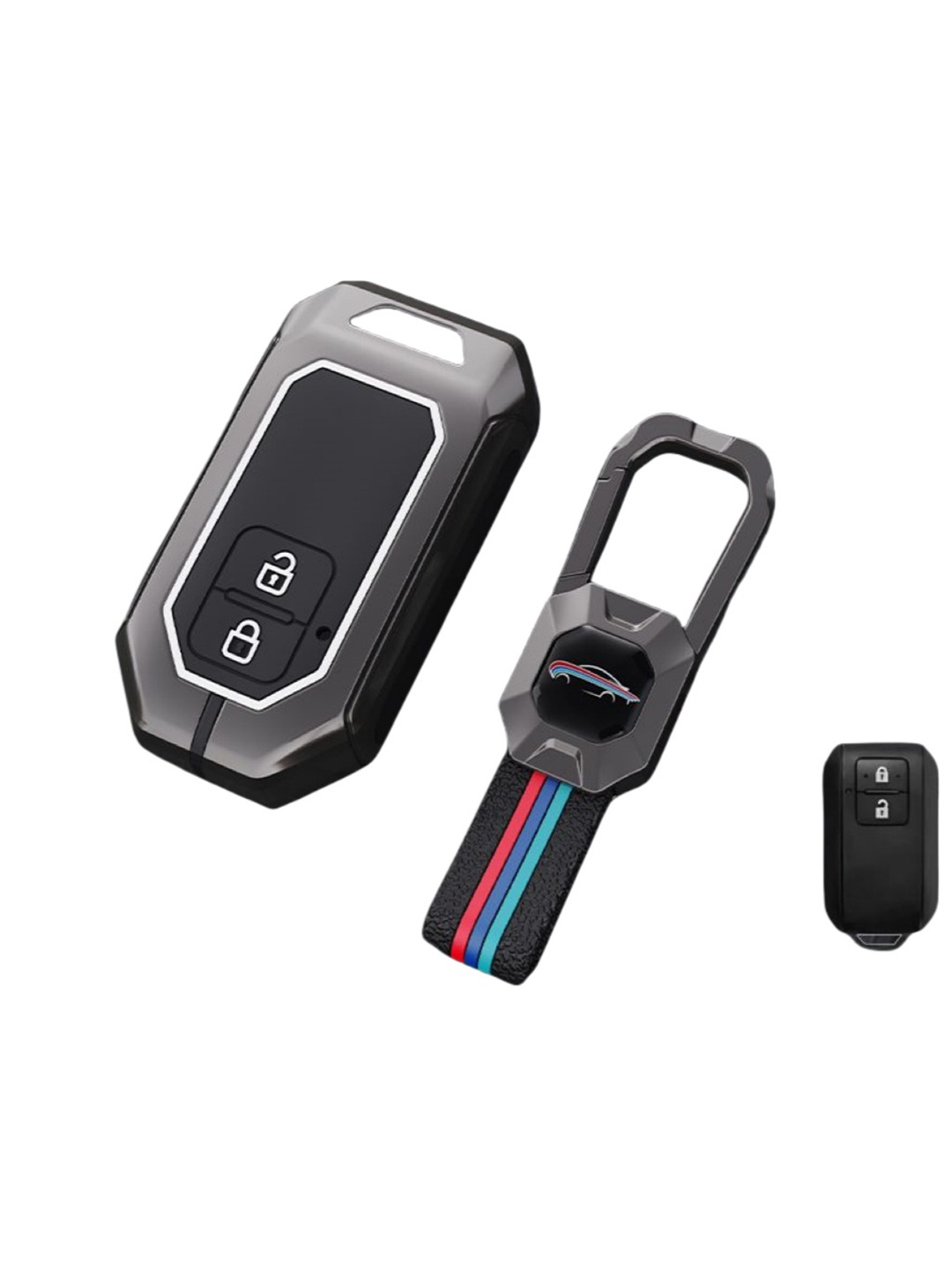 

CONTACTS Metal Silicon Suzuki 2 Button Compatible Key Cover, Black