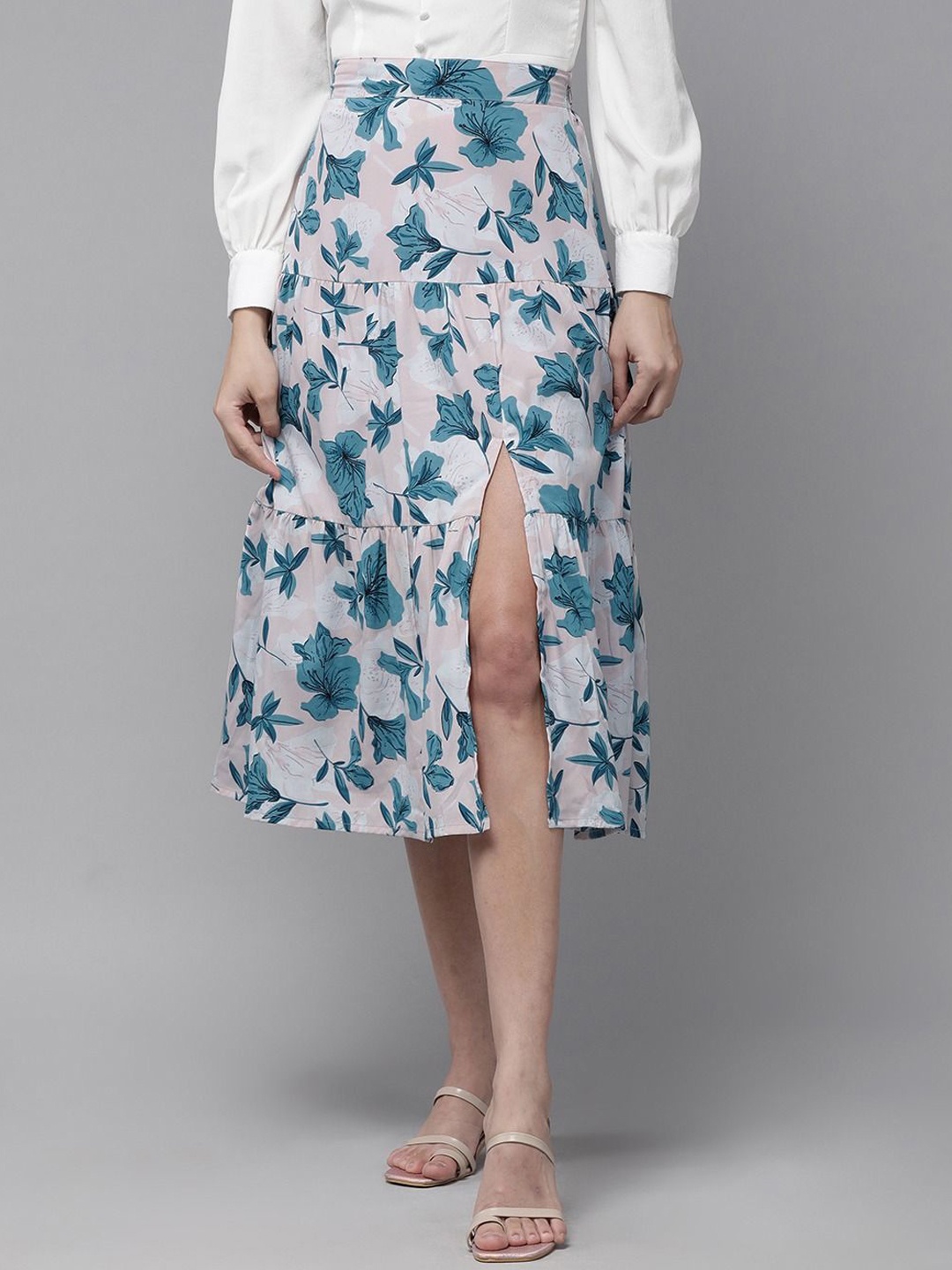 

RARE Printed Flared Midi Skirt, White