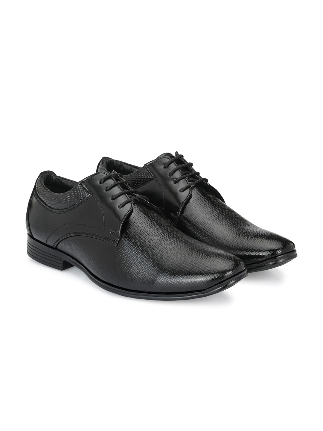 

Azzaro Black Men Textured Leather Formal Derbys