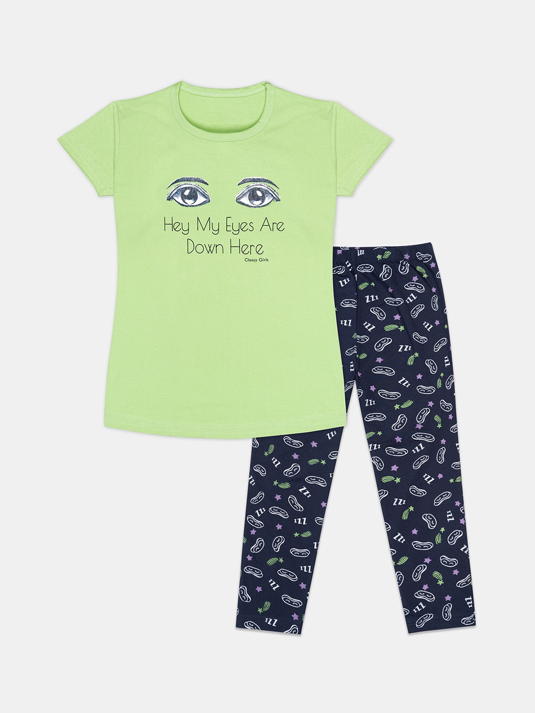 

Tee Weavers Girls Printed Night suit, Green