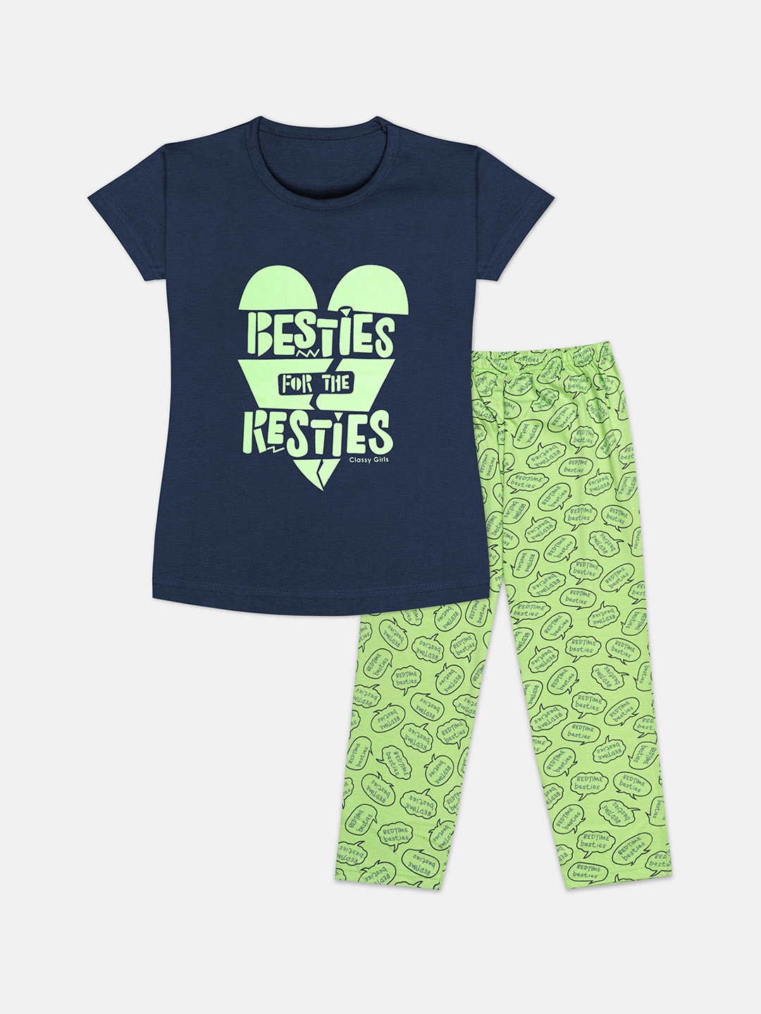 

Tee Weavers Girls Printed Night suit, Navy blue