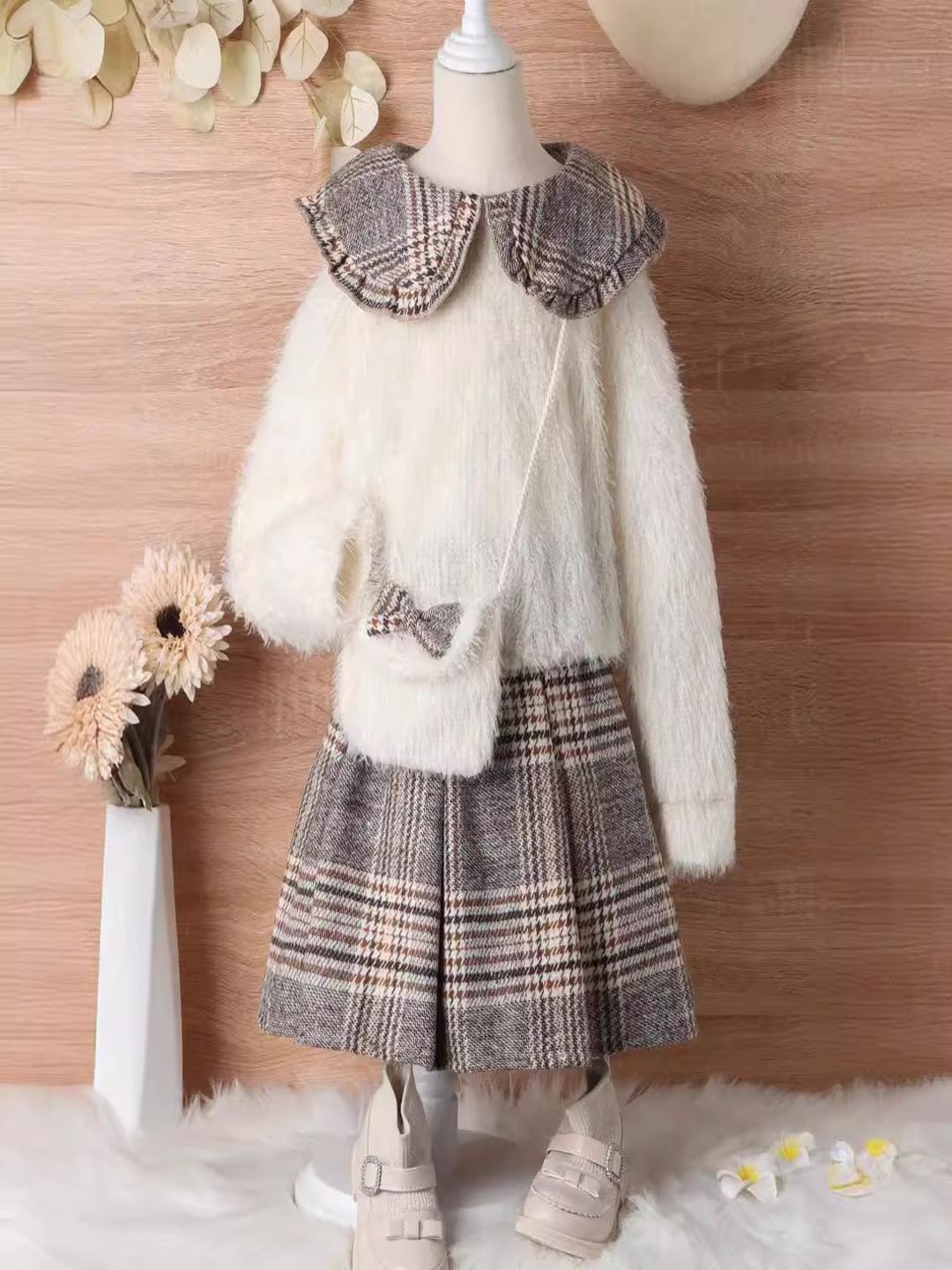 

YK Girls Top With Skirt, White