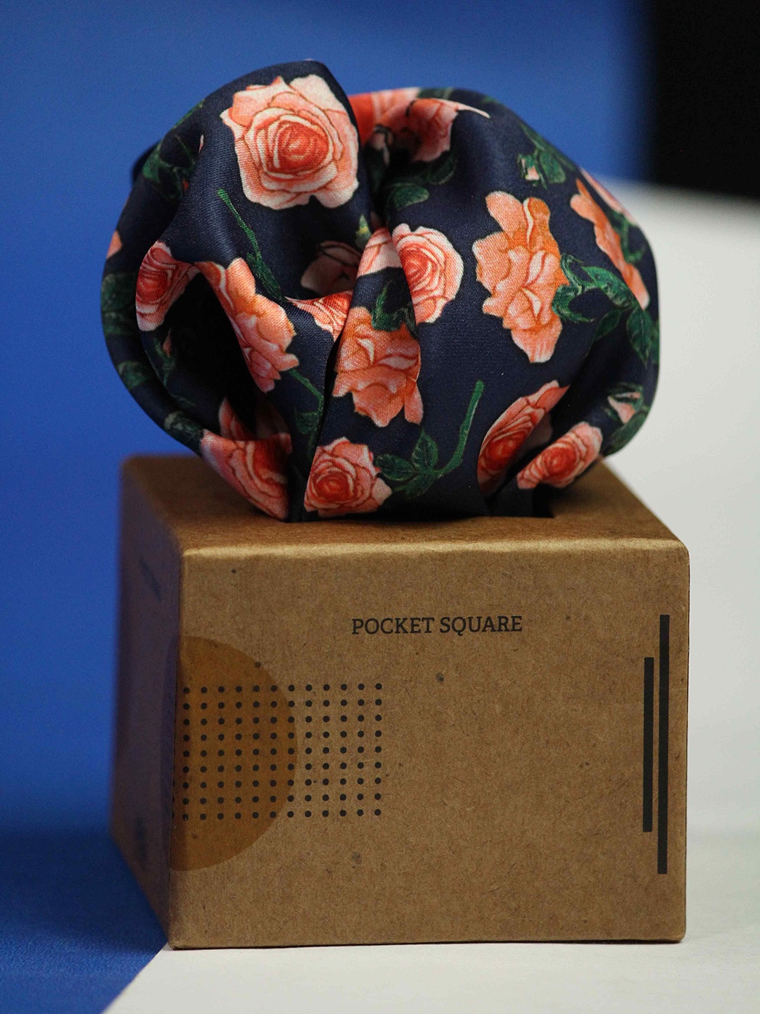 

Tossido Printed Pocket Squares, Navy blue