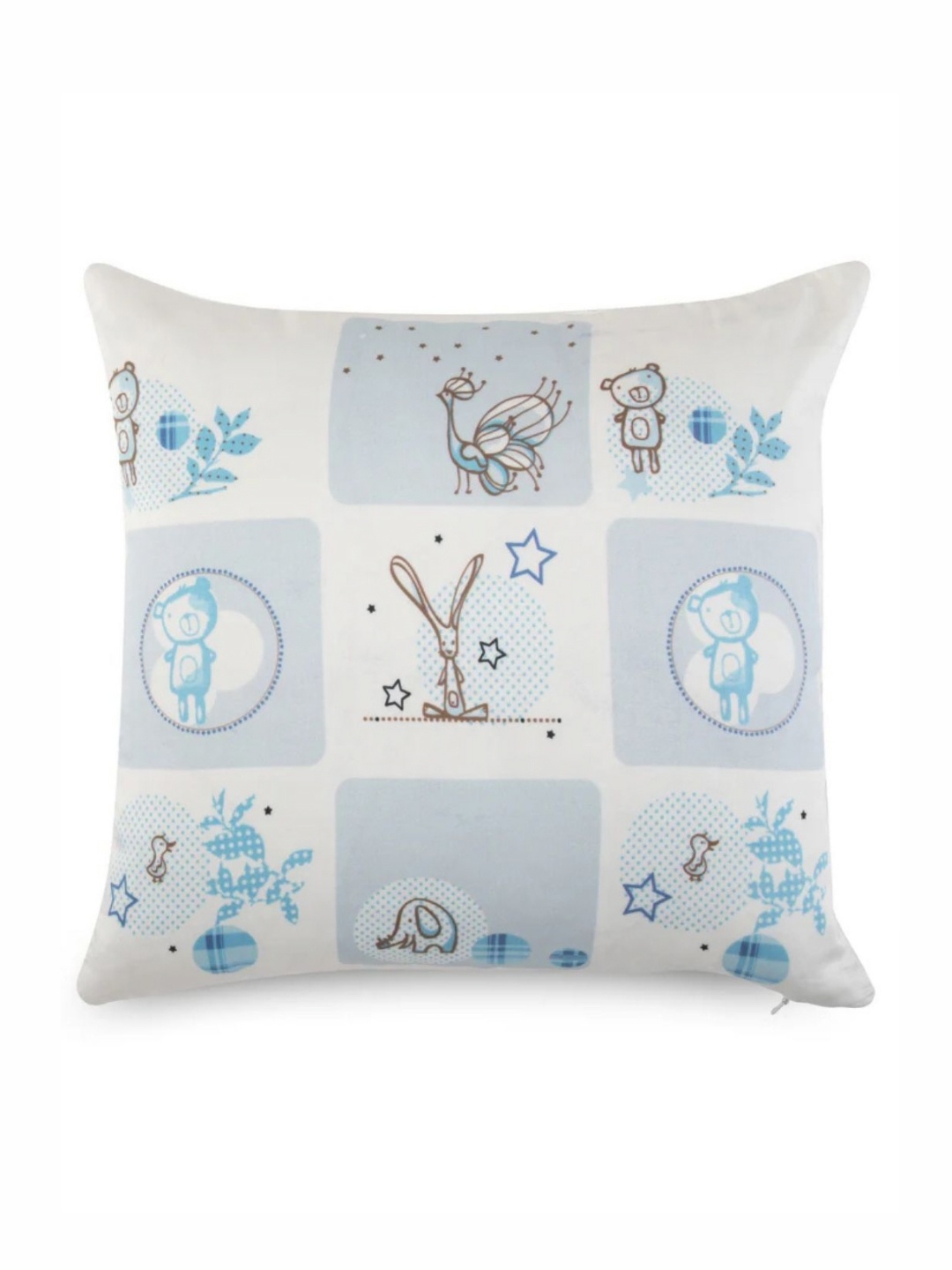 

WAXWINGO White & Blue Cartoon Characters Square Cushion Covers