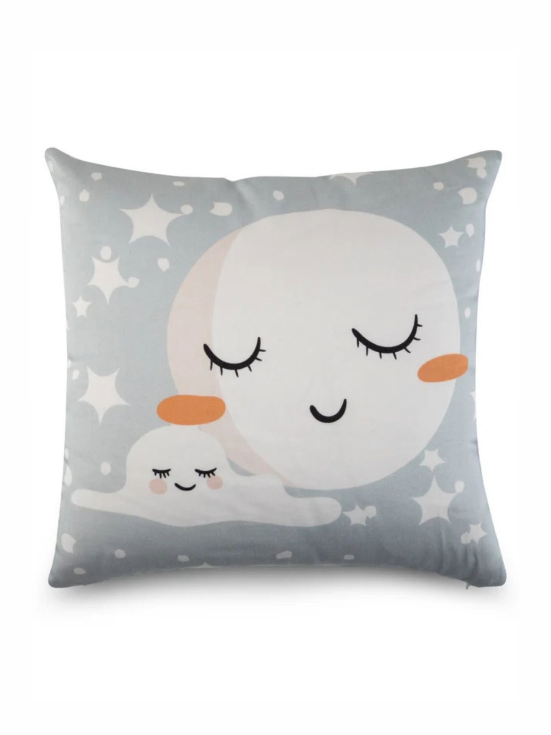 

WAXWINGO Moon Kids Grey & White Cartoon Characters Square Cushion Cover