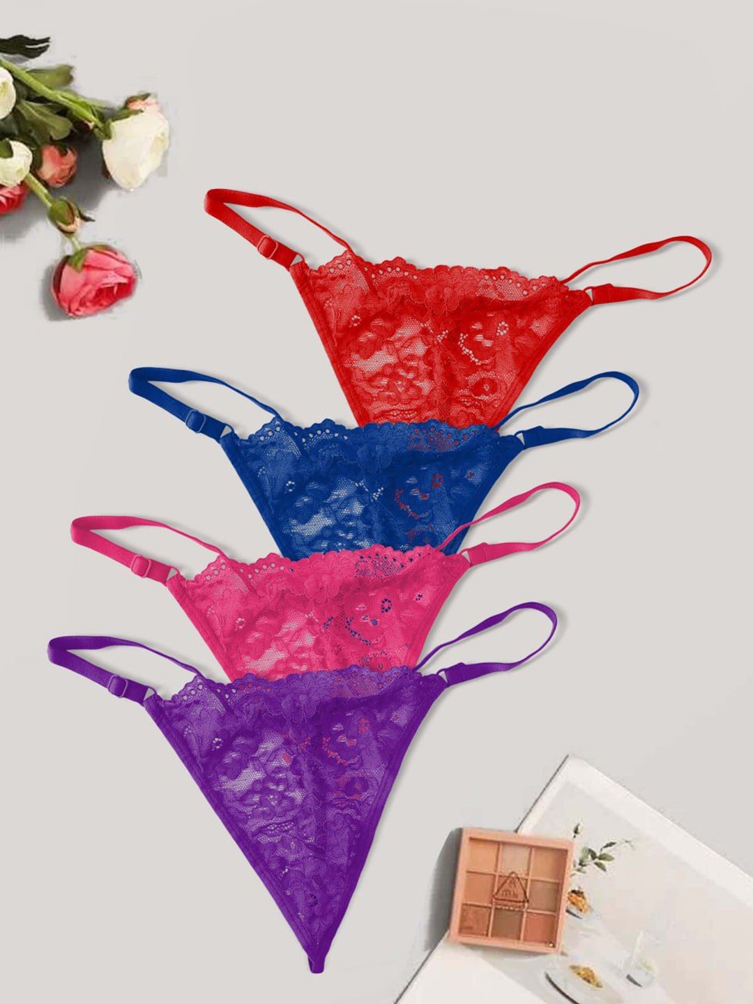 

SHREE GANESH FASHION Women Pack Of 5 Self Designed Bikini Briefs, Pink