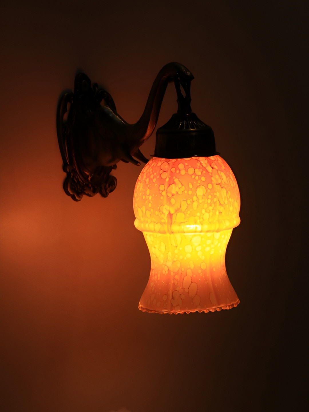 

VAGalleryKing Yellow & Beige Printed Bell Shaped Antique Elephant Design Glass Wall Lamp
