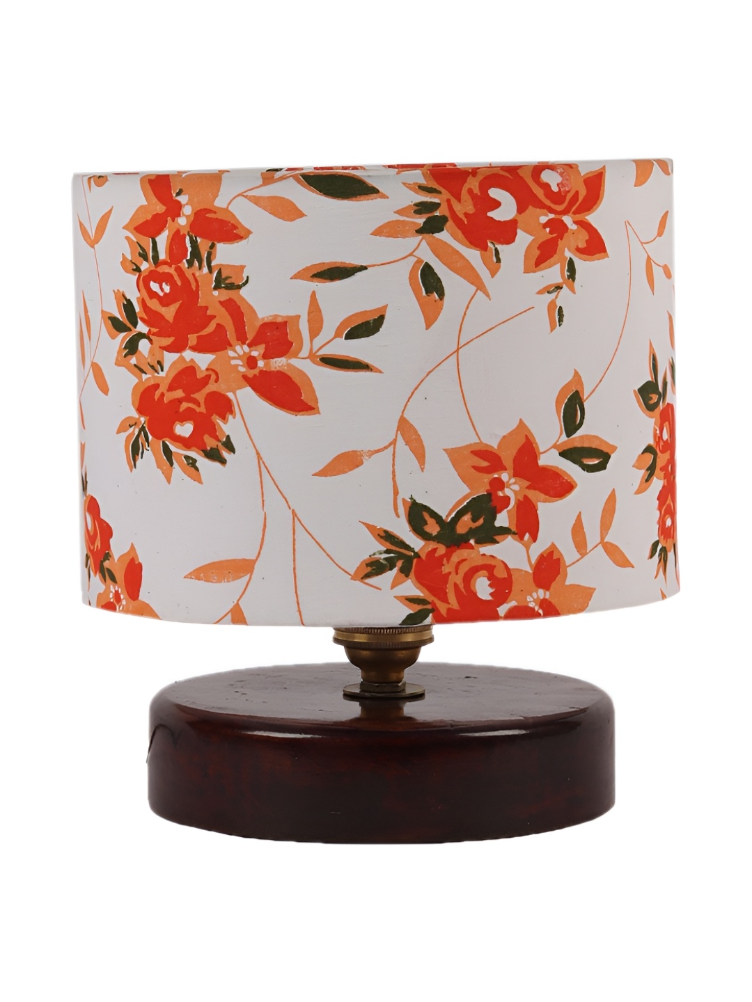 

Aura White & Brown Printed Cylinder Shaped Wooden Table Lamp